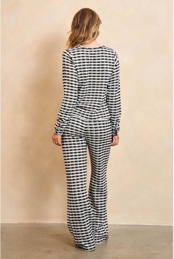 Lofty Manner wide leg high waist geruite broek zwart - Foto 2
