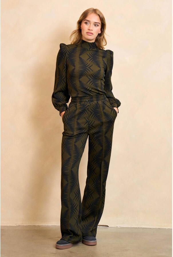 Lofty Manner wide leg regular waist broek groen