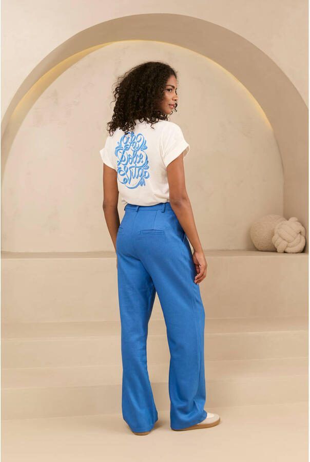 Lofty Manner wide leg regular waist pantalon blauw - Foto 2
