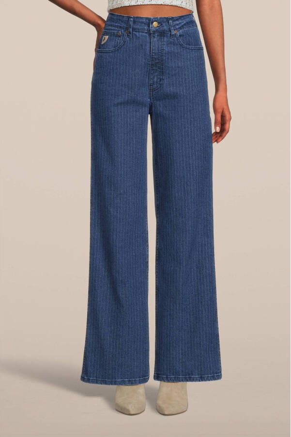 Lois high waist wide leg jeans Rachel met krijtstreep stone stripes