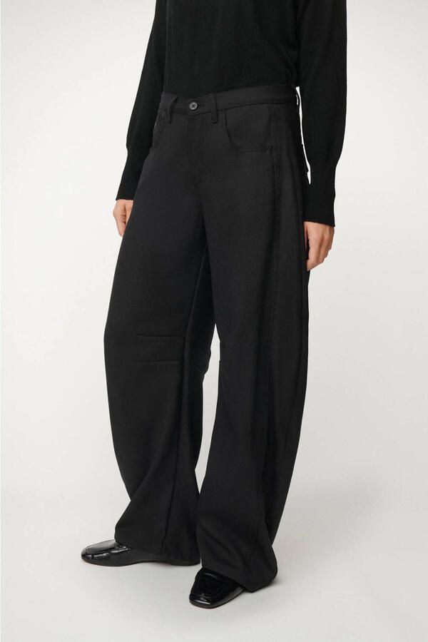 Lois barrel regular waist broek met wol zwart