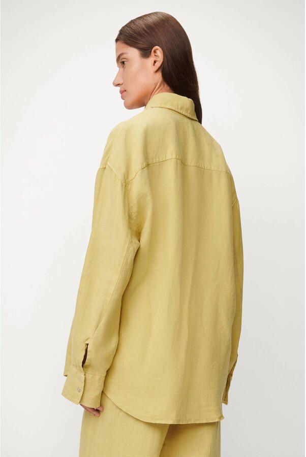 Lois blouse met linnen lichtkaki - Foto 3