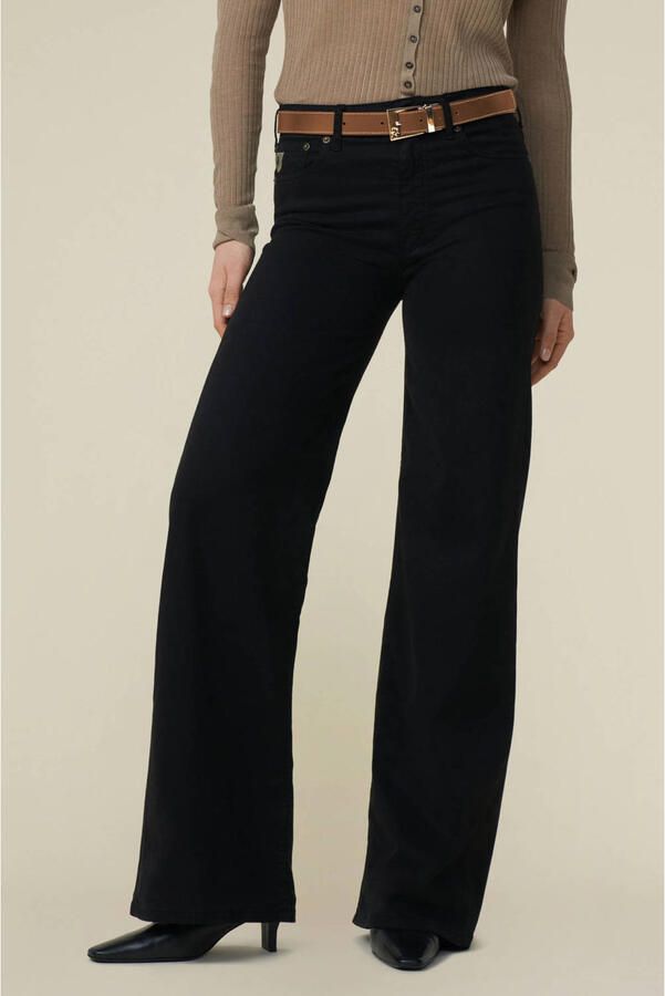 Lois denim regular waist flared broek zwart