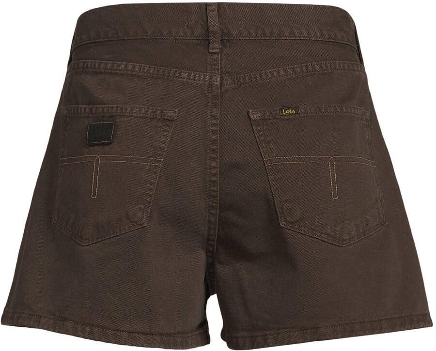 Lois denim wide leg regular waist short donkerbruin - Foto 2