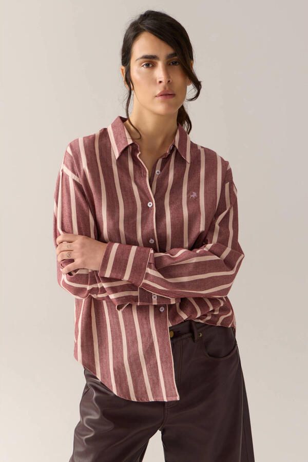 Lois gestreepte blouse oudroze