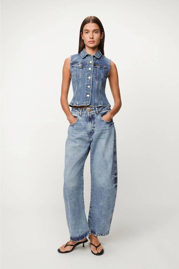 Lois high waist barrel jeans medium blue denim