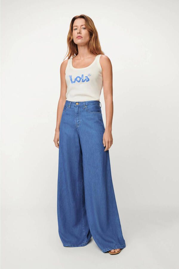 Lois high waist wide leg jeans medium blue denim