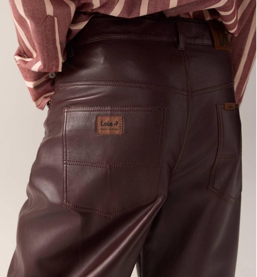 Lois imitatieleren barrel broek donkerbruin - Foto 2