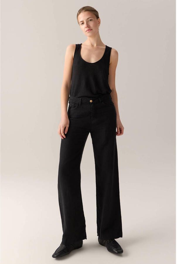 Lois linnen straight leg culotte zwart