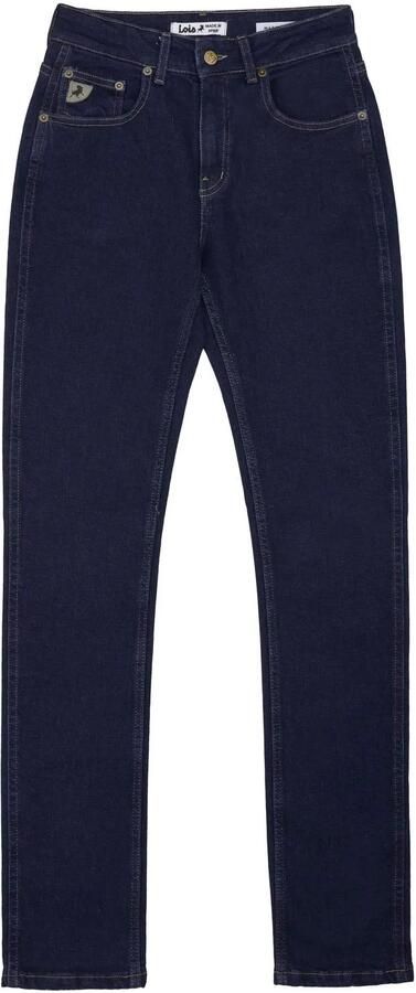Lois regular fit jeans met patches dark blue denim