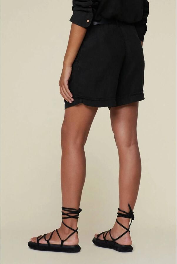 Lois regular waist casual short met linnen zwart - Foto 2