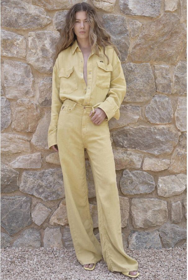 Lois blouse met linnen lichtkaki - Foto 2