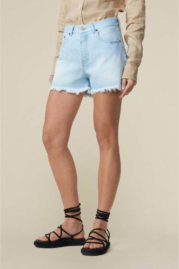 Lois straight high waist denim short light blue denim