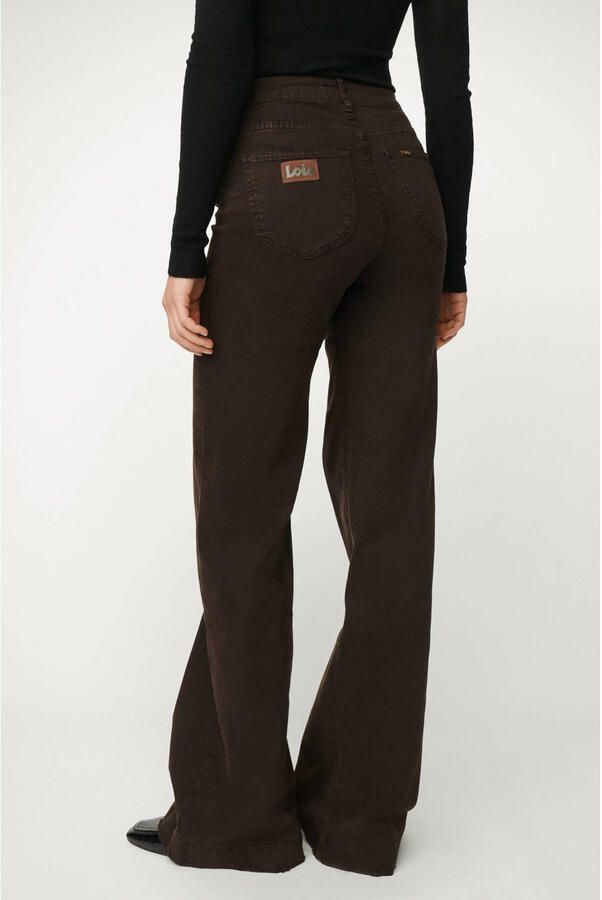 Lois wide leg corduroy broek bruin - Foto 3