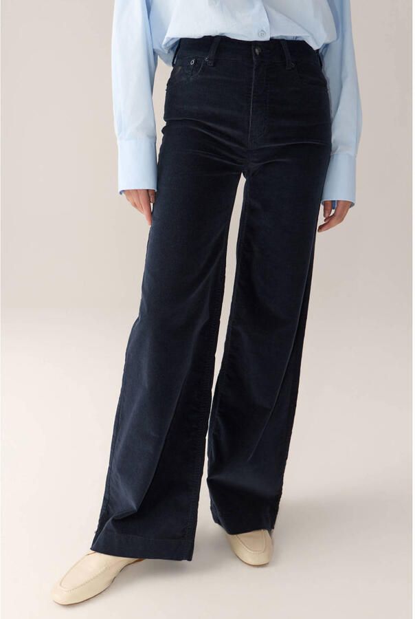 Lois wide leg corduroy broek marineblauw