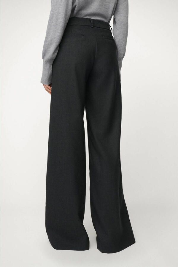 Lois wide leg high waist broek met wol grijs melange - Foto 3