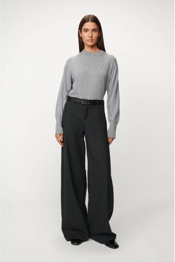 Lois wide leg high waist broek met wol grijs melange - Foto 2