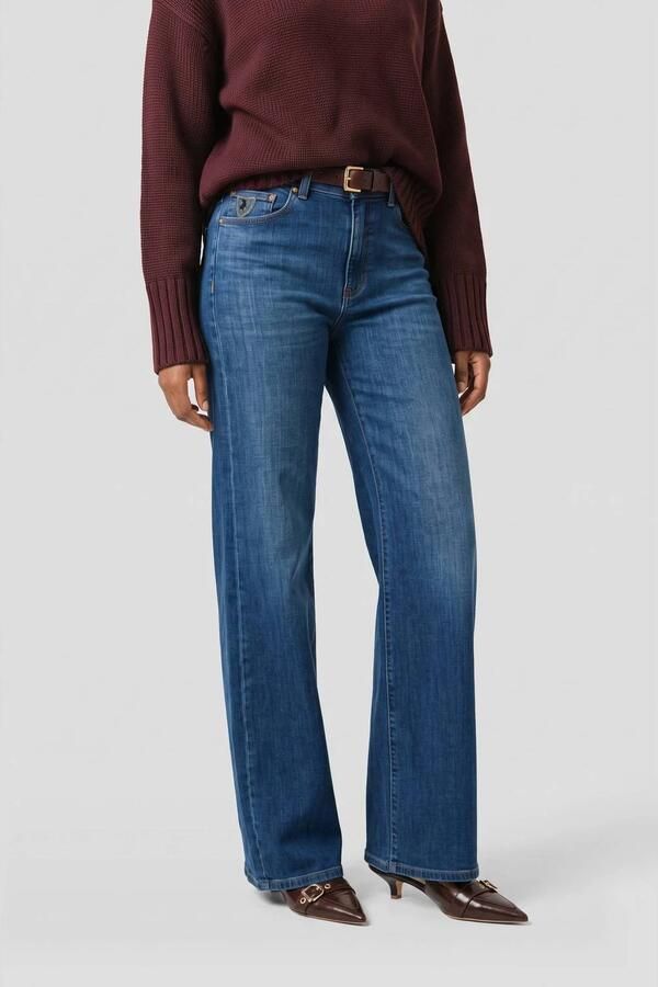 Lois wide leg jeans Palazzo teal stone