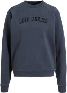 Lois sweater Iris met logo grijsblauw