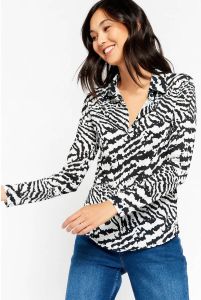 LOLALIZA blouse met zebraprint zwart wit