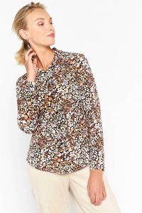 LOLALIZA blouse met dierenprint camel wit zwart