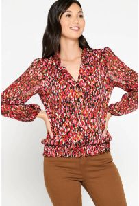 LOLALIZA blouse met all over print rood roze geel