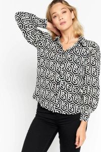 LOLALIZA blouse met grafische print zwart wit