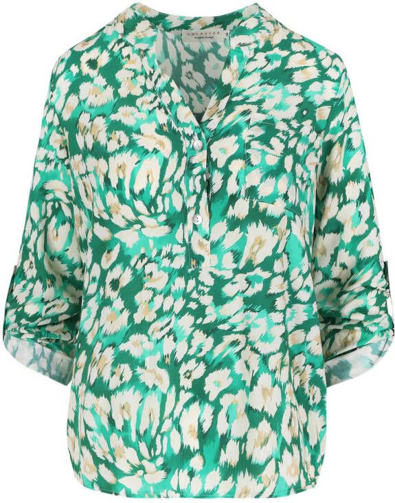 LOLALIZA blousetop met all over print groen wit