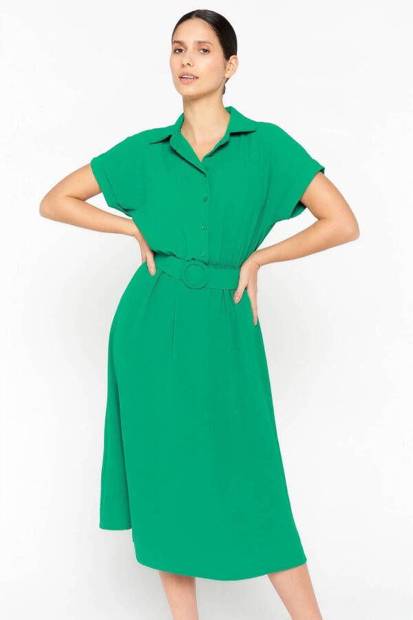 LOLALIZA jurk met ceintuur groen