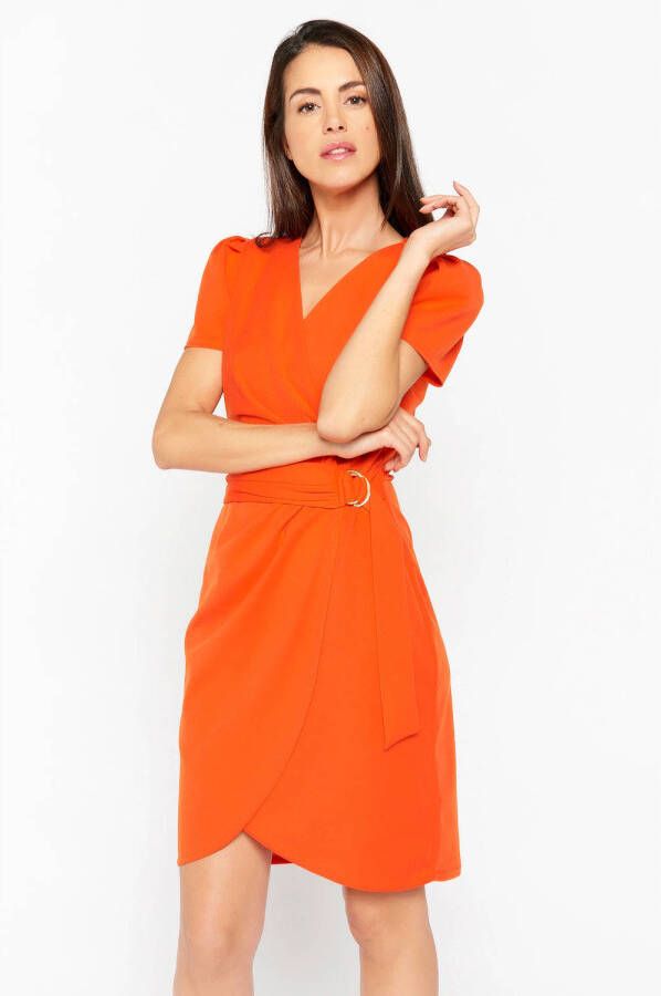 LOLALIZA jurk met ceintuur oranje