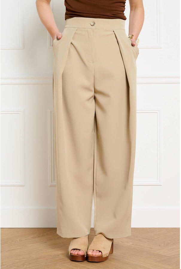 LOLALIZA barrel high waist broek zand