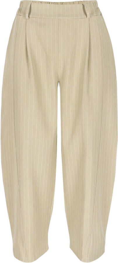 LOLALIZA barrel leg broek met krijtstreep beige - Foto 3