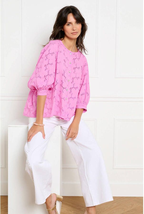 LOLALIZA blouse broderie roze - Foto 3