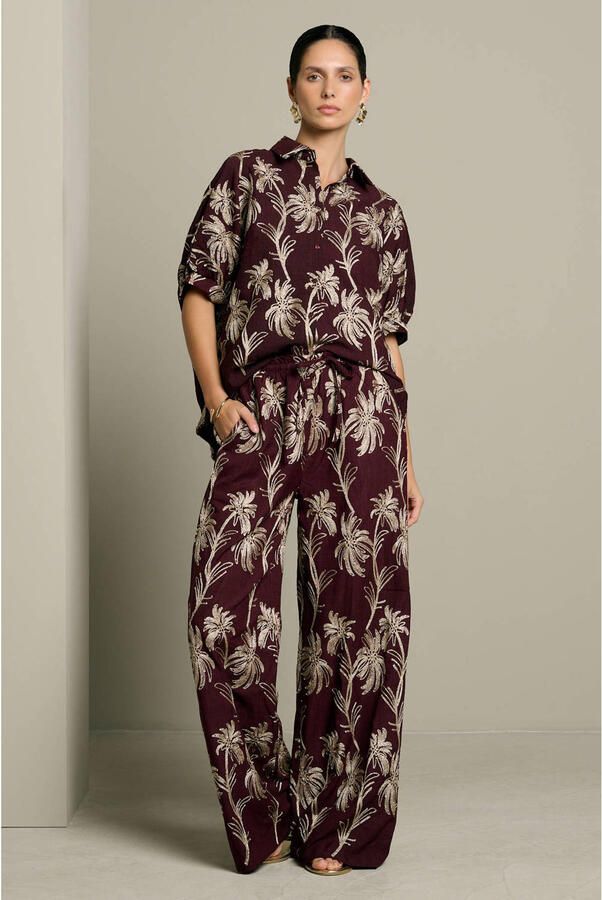 LOLALIZA blouse met borduursels en print bruin - Foto 3