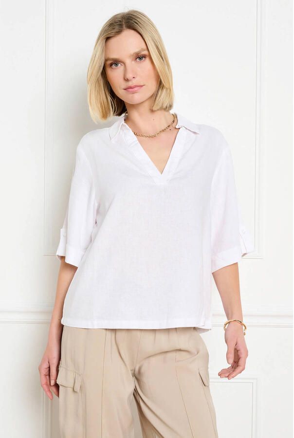 LOLALIZA blouse met linnen ecru
