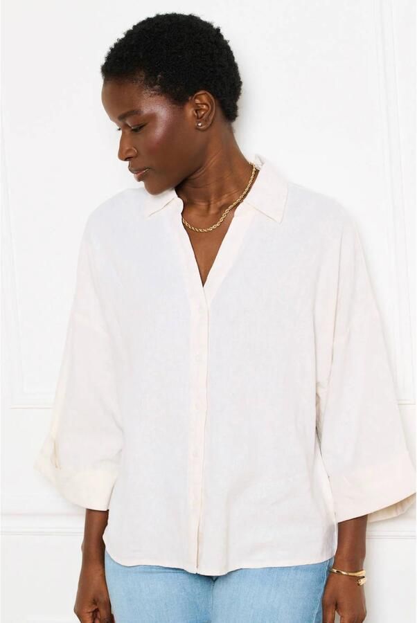 LOLALIZA blouse met linnen ecru - Foto 3