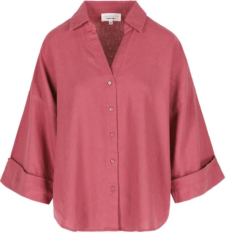 LOLALIZA blouse met linnen roze - Foto 2