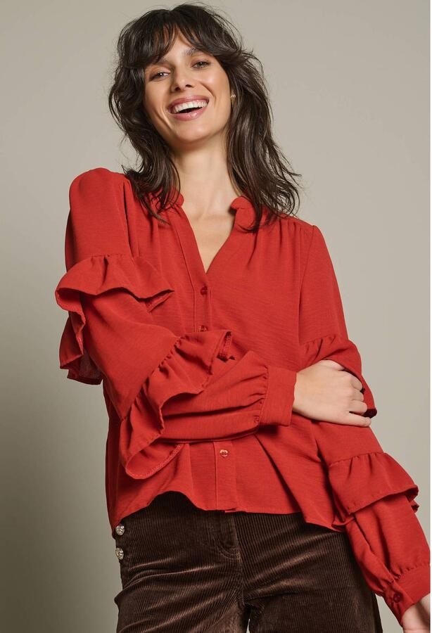 LOLALIZA blouse met ruches brique