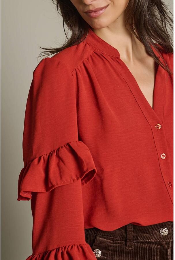 LOLALIZA blouse met ruches brique - Foto 3
