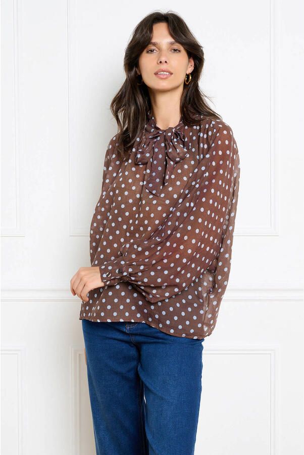 LOLALIZA blouse met stippen bruin