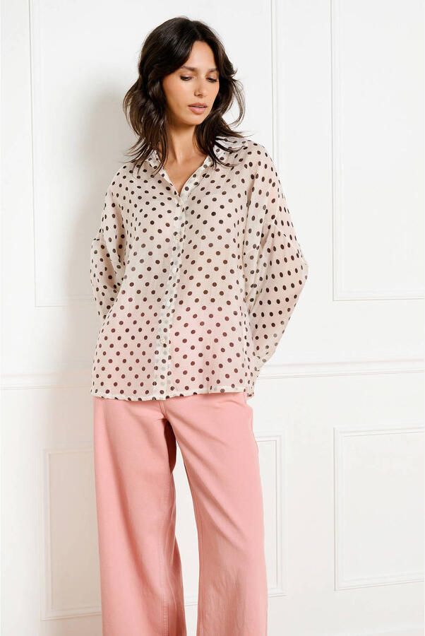 LOLALIZA blouse met stippen ecru