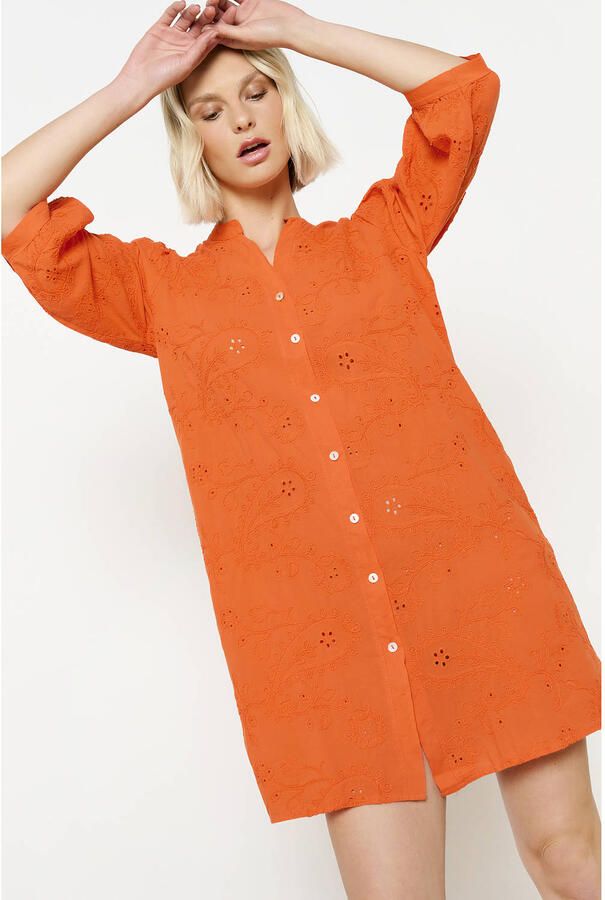 LOLALIZA blousejurk broderie oranje
