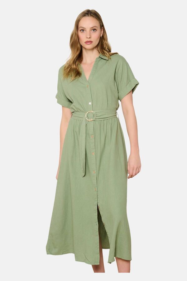 LOLALIZA blousejurk lichtkaki