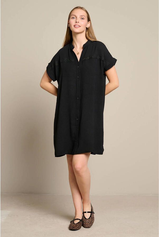 LOLALIZA blousejurk met borduursels zwart - Foto 3