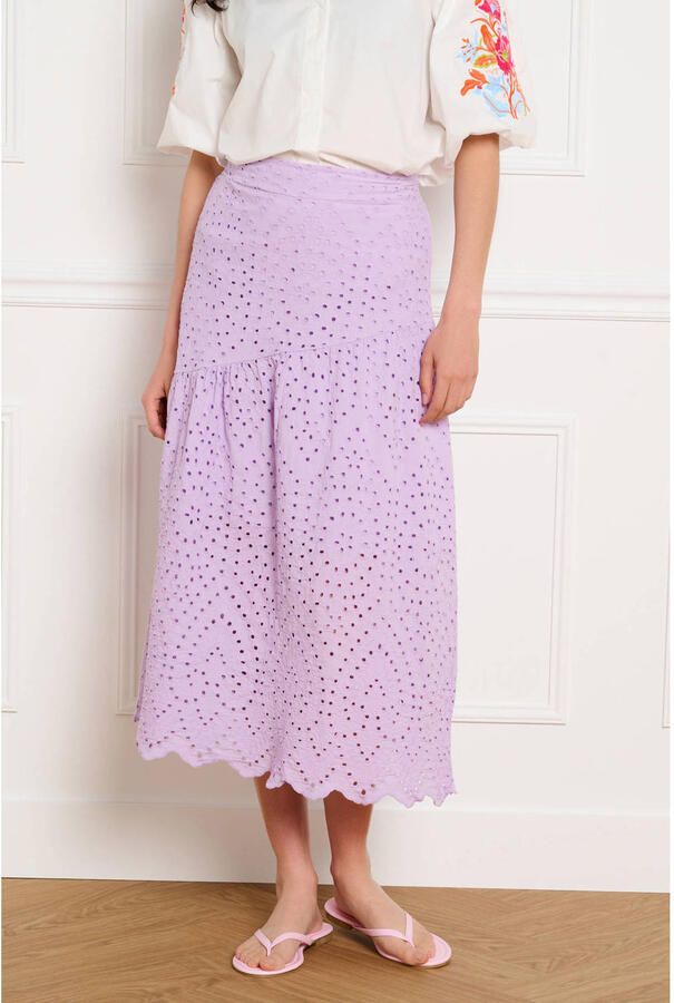 LOLALIZA broderie midi rok lila