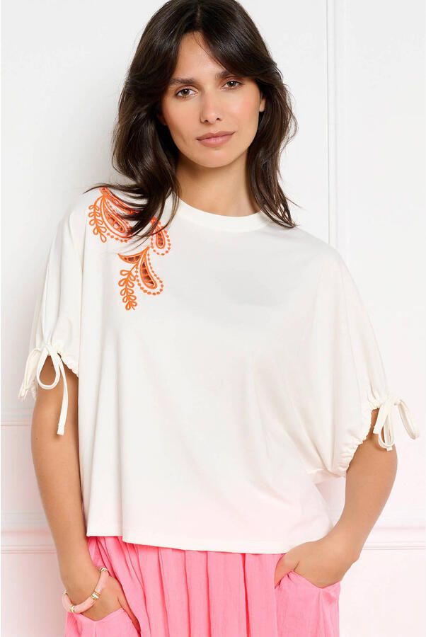LOLALIZA broderie top met paisley wit