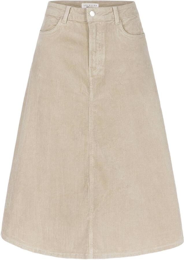 LOLALIZA corduroy A-lijn midi rok beige - Foto 2