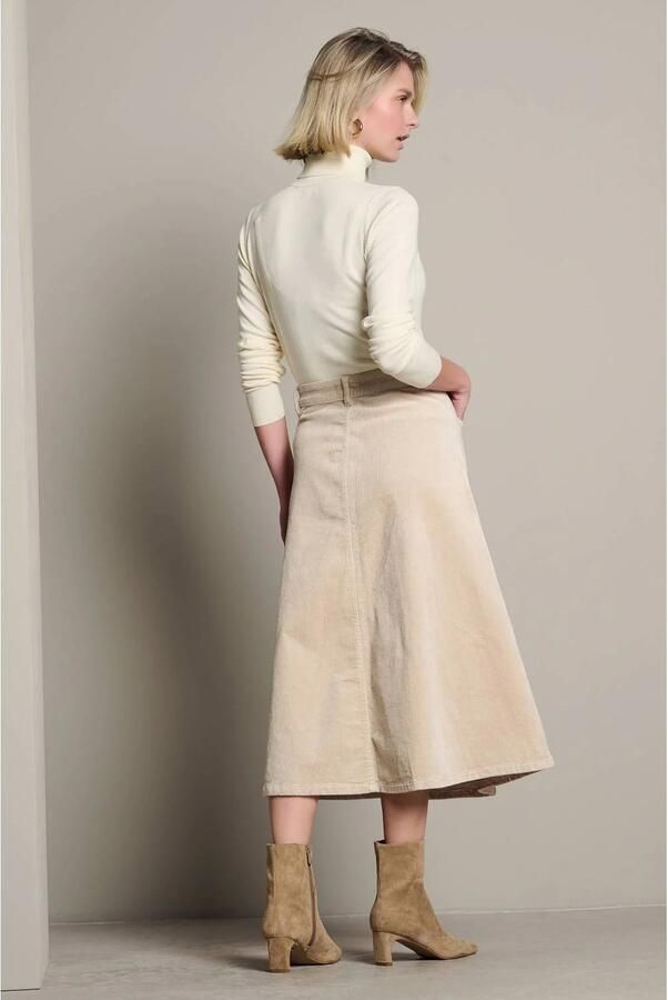 LOLALIZA corduroy A-lijn midi rok beige - Foto 3