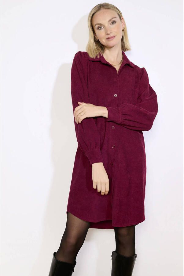 LOLALIZA corduroy blousejurk donkerrood