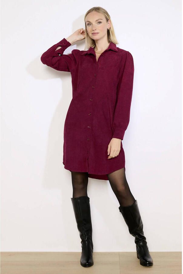 LOLALIZA corduroy blousejurk donkerrood - Foto 2
